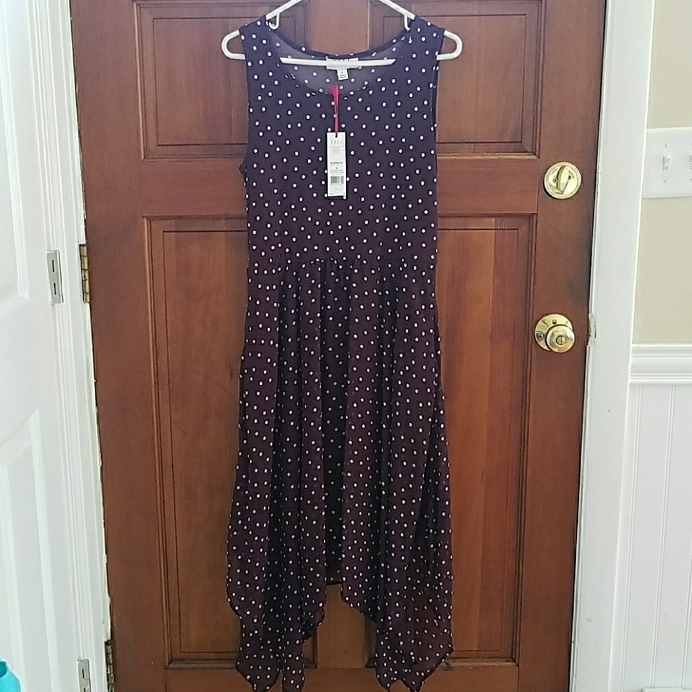 Burgundy polkadot dress